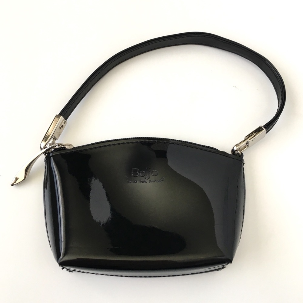 Beijo Black Patent Leather Handbag Clutch Small